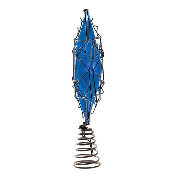 Kurt Adler UL 10-Light LED Silver & Blue Shimmer Star Treetop