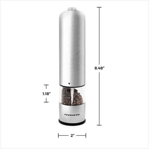 Ovente Electric Stainless Steel Sea Salt & Pepper Grinder Set