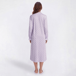 Womens White Orchid Long Sleeve Tile Henley Ballet Nightgown
