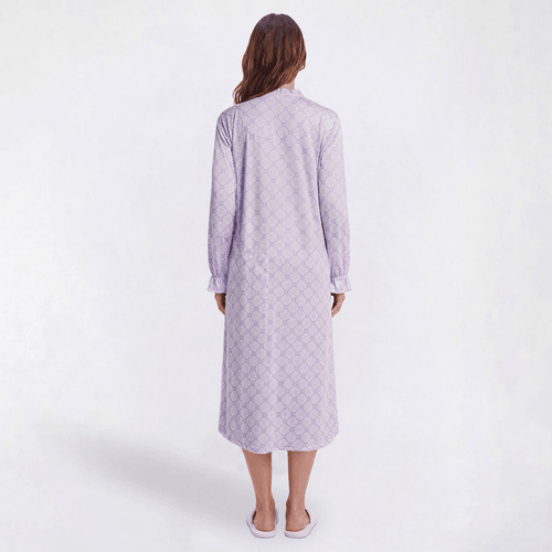 Womens White Orchid Long Sleeve Tile Henley Ballet Nightgown