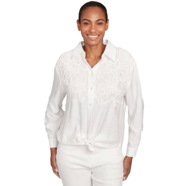 Womens Skyes the Limit Quiet Wave Button Front Twill Blouse - image 