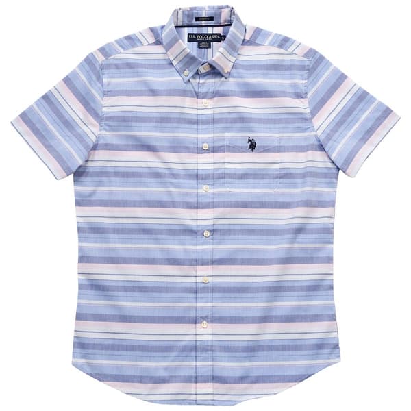 Mens U.S. Polo Assn.&#40;R&#41; Horizontal Stripe Woven Button Down Shirt - image 