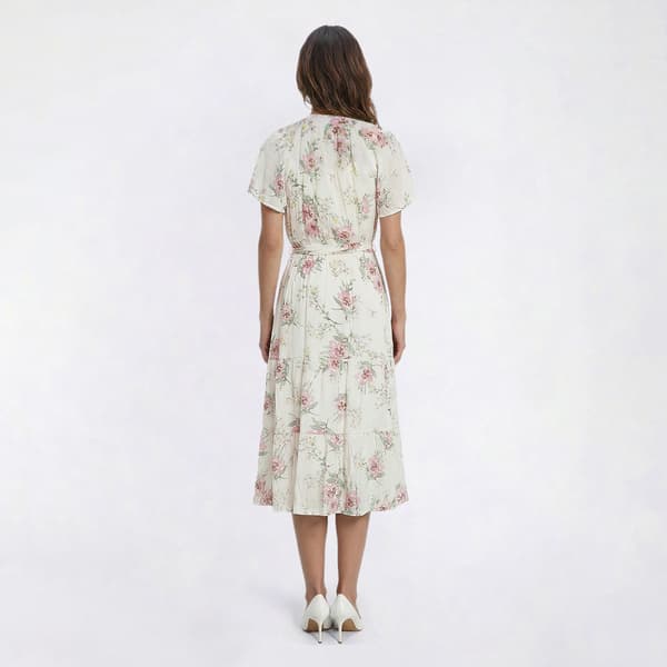 Womens Luxology Flutter Sleeve Floral Tier Midi Dress