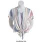 Womens Tru  Self Faux Button Front Stripe Tie Front Shirt - image 3