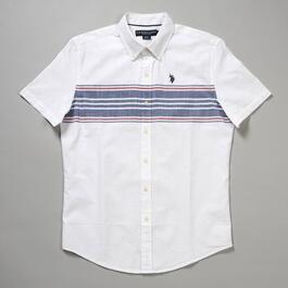 Mens U.S. Polo Assn.&#40;R&#41; Horizontal Stripe Button Down Shirt - White