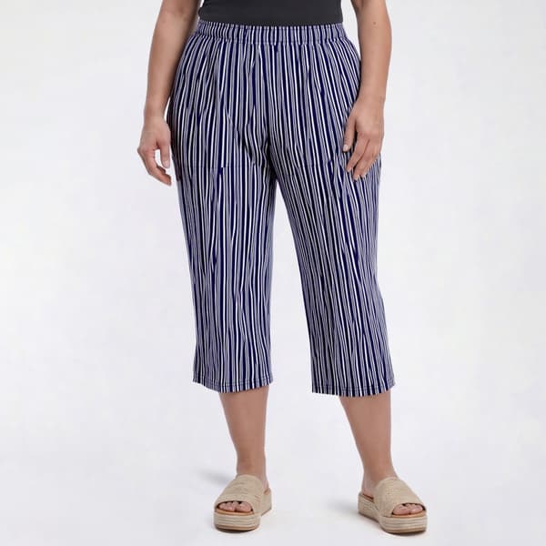 Plus Size Emily Daniels Pull On Stripe Capris with Side Slits - image 