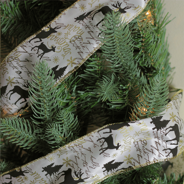 Northlight 12pk. White & Black Playful Reindeer Christmas Ribbons