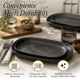 Sango Anderson Black Large Ceramic Serving Platters - Set of 2