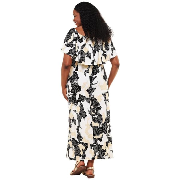 Petite Ellen Weaver Off-The-Shoulder Floral Texture Maxi Dress