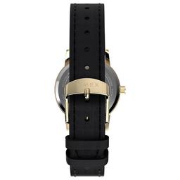 Womens Timex® Silver Dial Watch w/ Black Leather Strap