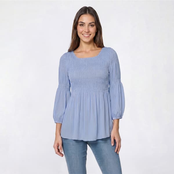 Womens Floral & Ivy 3/4 Sleeve Stripe Pleater Blouse - image 