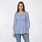 Womens Floral & Ivy 3/4 Sleeve Stripe Pleater Blouse - image 1