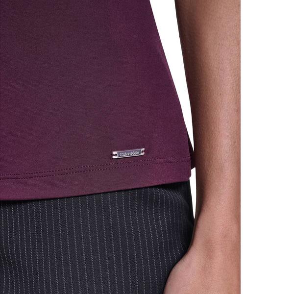 Womens Calvin Klein Sleeveless Tie Neck Solid Blouse