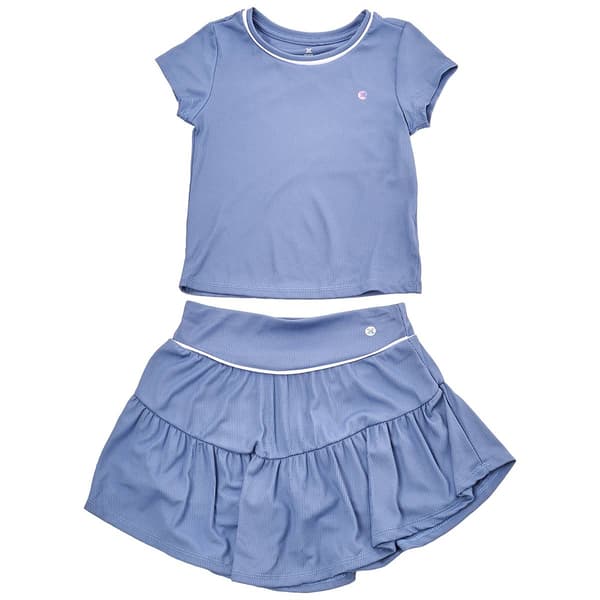 Girls (7-12) RBX Short Sleeve Ribbed Tee & Skort Set - image 