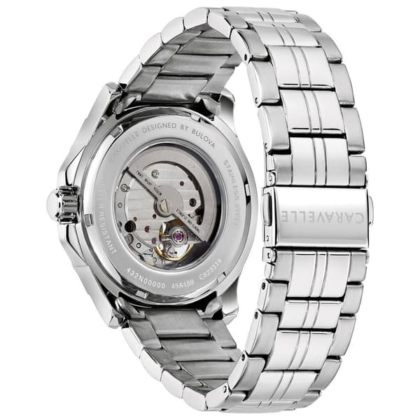 Mens Caravelle Stainless Steel Skeleton Dial Watch - 43A159