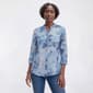 Womens Cocomo 3/4 Sleeve Linen Slub Floral Button Front Blouse - image 1