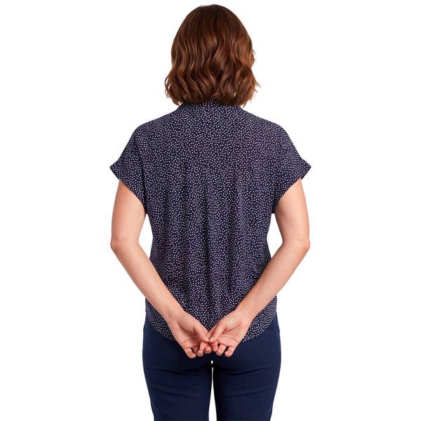 Womens Adrianna Papell Extend Sleeve Tie Front Dot Blouse