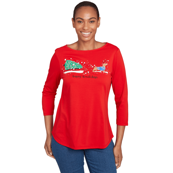 Petite Ruby Rd. Must Haves Ii Happy Howlidays Knit Top