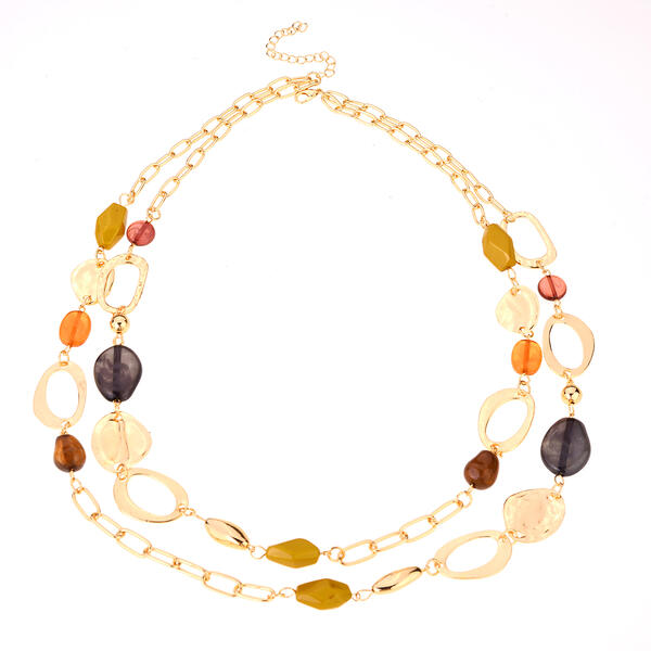 Ashley Cooper&#40;tm&#41; Double Row Beaded Gold-Tone Link Necklace - image 