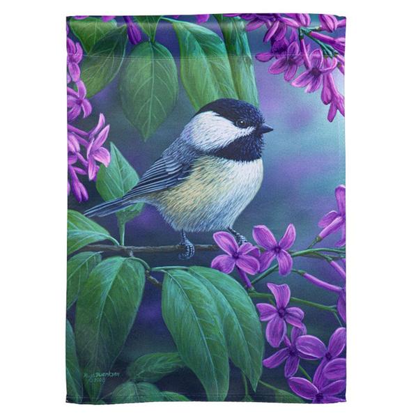 Evergreen Chickadee on Lilac Garden Flag - image 