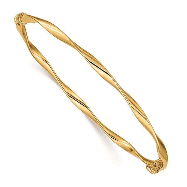 Gold Classics&#40;tm&#41; 14kt. Polished Twisted Hinged Bangle Bracelet - image 