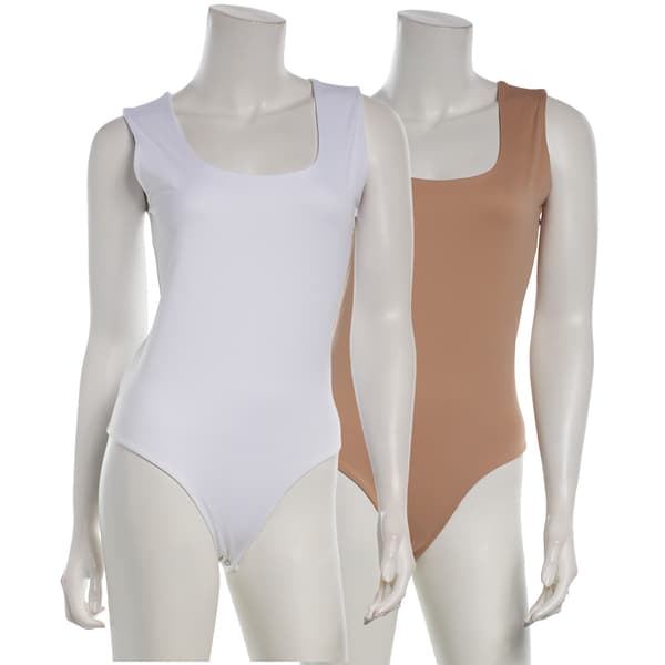 Juniors Urban Rebel 2 Pack Double Front Scoop Neck Body Suit - image 