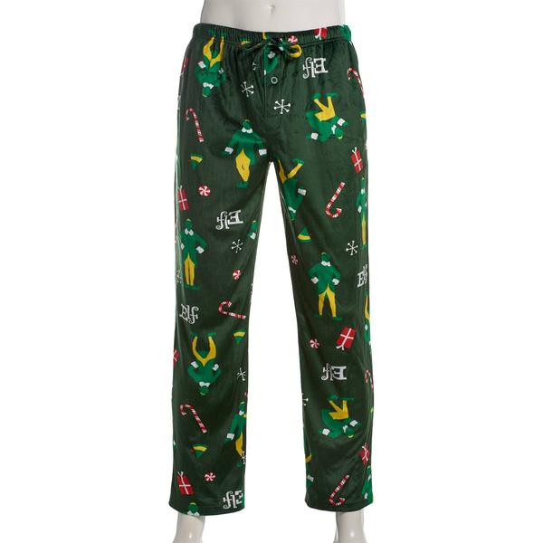 Mens Buddy the Elf Silky Fleece Green Pajama Pants