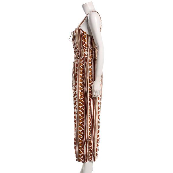 Womens Luxology Sleeveless Beaded Drawstring Geometric Jumpsuit