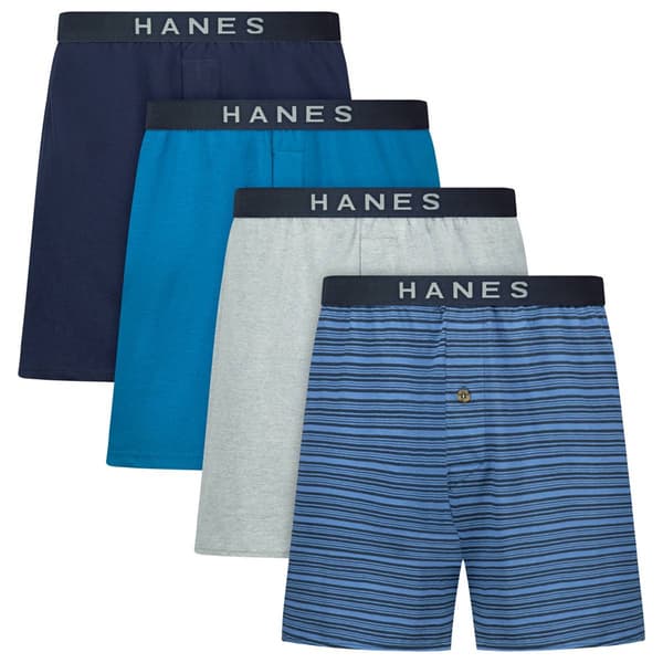 Mens Hanes Ultimate® Core 4pk. Boxers - Blue/Grey