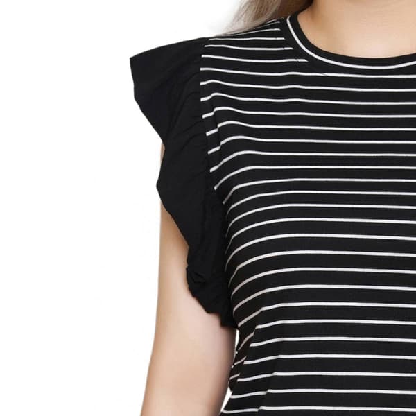 Womens NY Collection Short Flutter Sleeve Stripe Tuwa Blouse