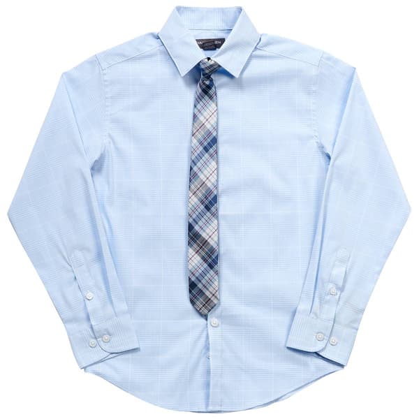 Boys (8-20) Van Heusen(R) Wales Plaid Dress Shirt & Clip-On Tie - image 