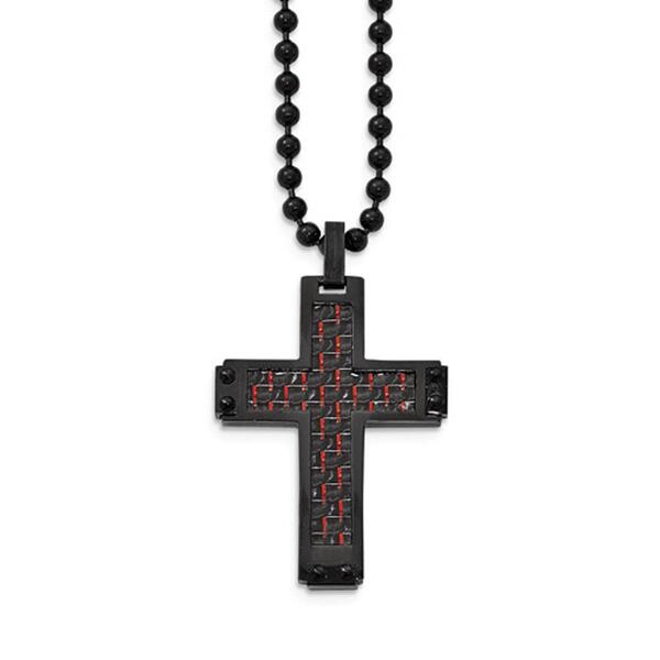 Mens Gentlemen&#39;s Classics(tm) Black &amp; Red Inlay Cross Necklace - image 