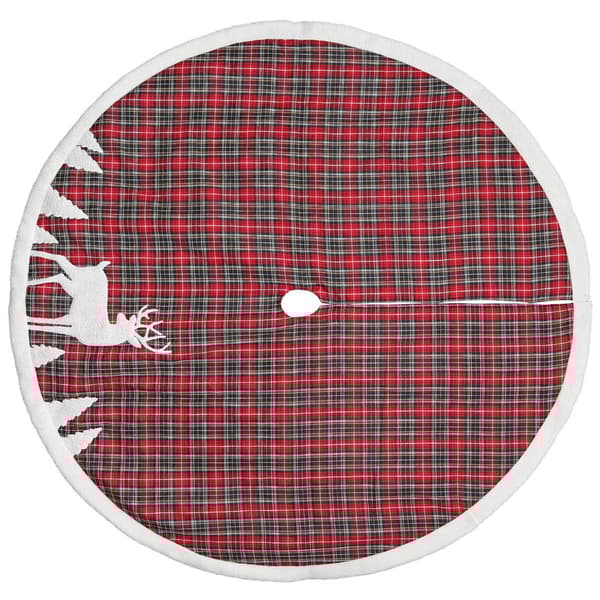 Dyno Seasonal 48in. Plaid Deer Applique Tree Skirt