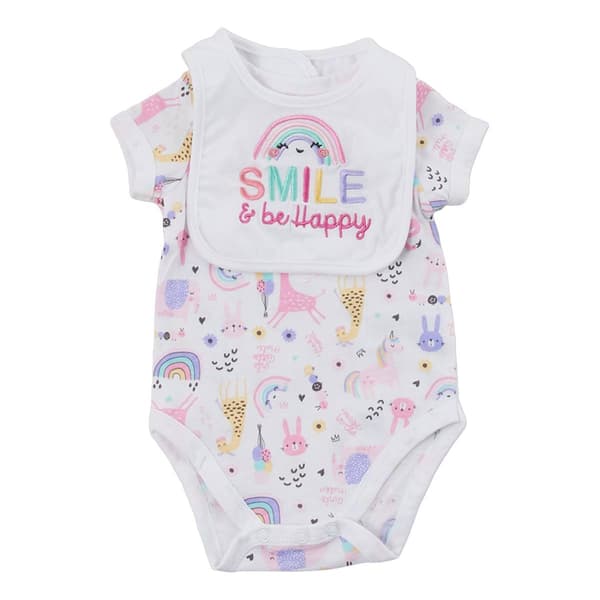Baby Girl &#40;NB-9M&#41; Emporio Baby Smile Bodysuit & Bib - image 
