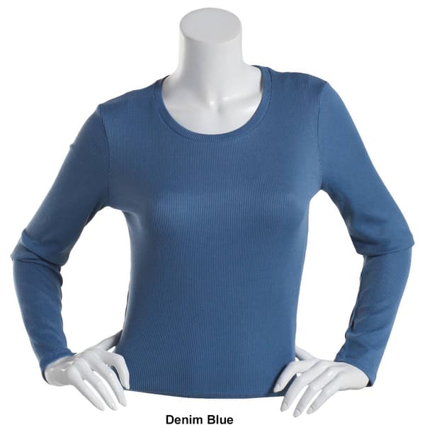Juniors Poof! Long Sleeve Peach Rib Meet &amp; Greet Crew Neck Tee