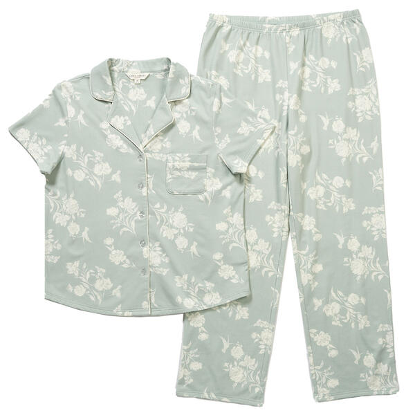 Womens Laura Ashley&#40;R&#41; Short Sleeve Brush Stoke Floral Pajama Set - image 