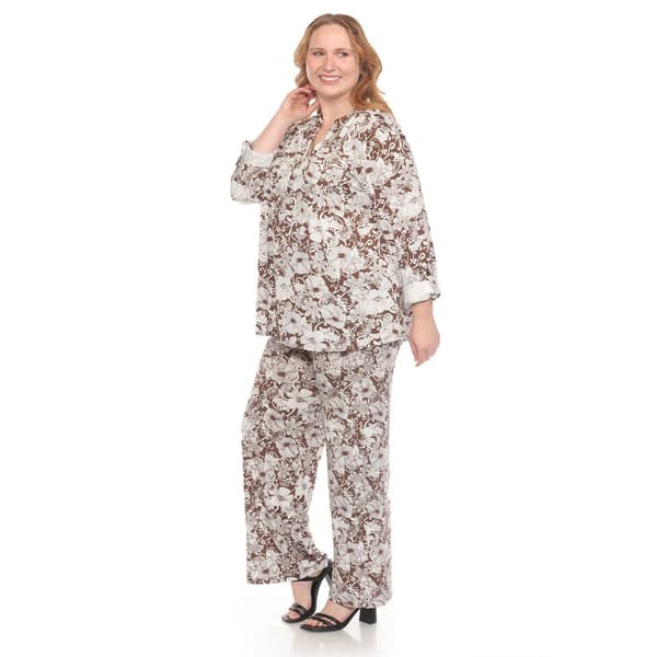 Plus Size White Mark 2pc. Floral Print Tunic and Pant Set