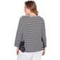 Plus Size Ruby Rd. Sunset Blvd 3/4 Sleeve Stripe Lace Blouse - image 2