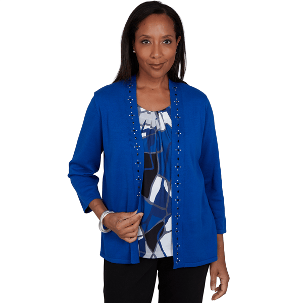Womens Alfred Dunner Dinner Theater Geo Two in One Blouse - image 