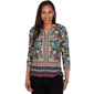 Womens Ruby Rd. Tropical Noir 3/4 Sleeve Paradise Tropic Blouse - image 1