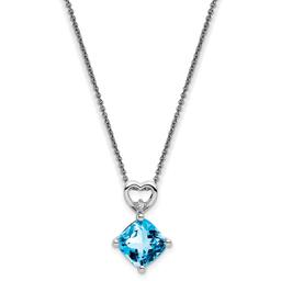 Gemstone Classics(tm) 14kt. White Gold Blue Topaz Diamond Necklace