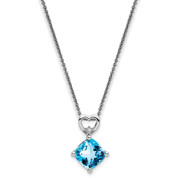 Gemstone Classics&#40;tm&#41; 14kt. White Gold Blue Topaz Diamond Necklace - image 
