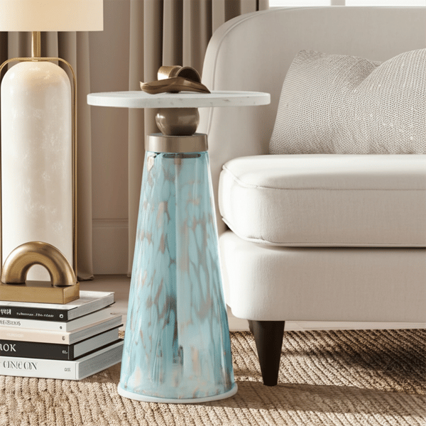 Sagebrook Home Olivos Art Marble Top Accent Table