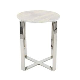 9th & Pike&#174; White Marble and Stainless Steel Modern Accent Table