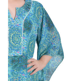 Womens NY Collection Chiffon Poncho Blouse - Turquoise