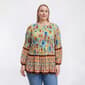Plus Size Floral & Ivy Round Neck Floral Pleater Blouse - image 1