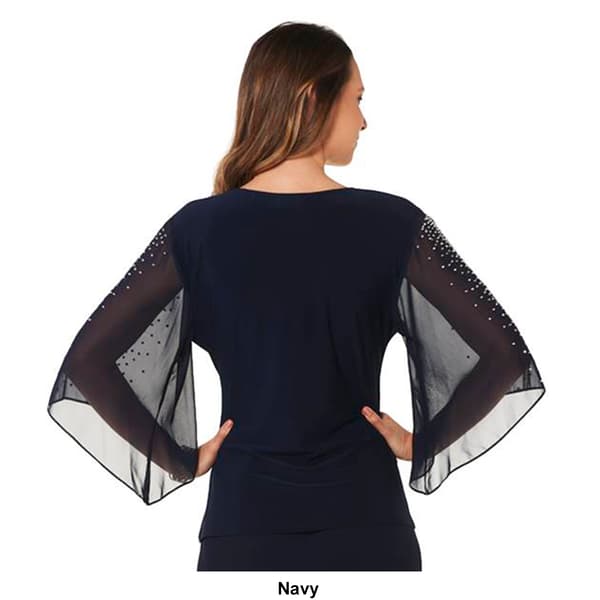Womens MSK Beaded Sleeve Surplice Side Ruching Blouse