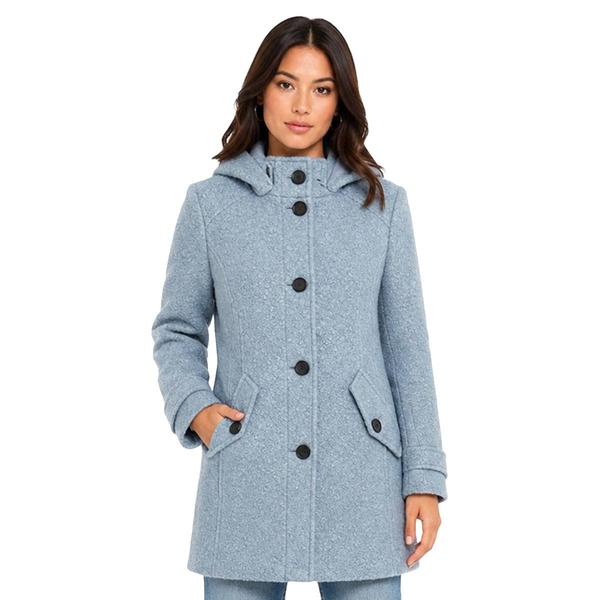 Womens Maralyn & Me Single Breasted Boucle Coat w/ Removable Hood - image 