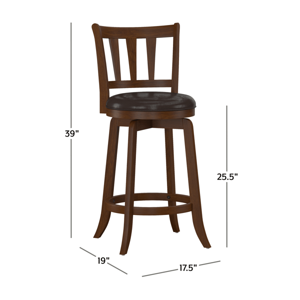 HH2 Home Presque Isle Cherry Wood Counter Height Swivel Stool