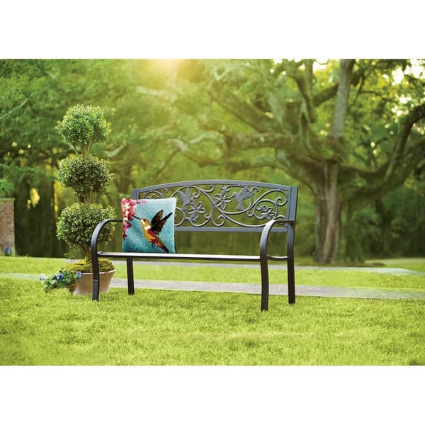 Evergreen Hummingbird Metal Garden Bench